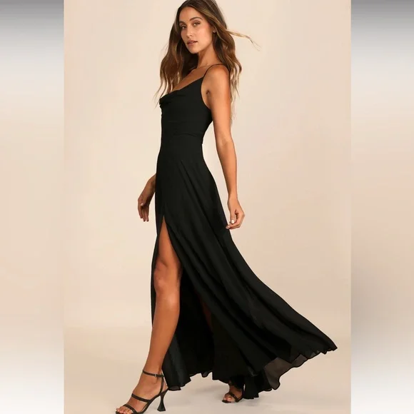 Lulu's Elegant Black Maxi Dress - Picture 3 of 7